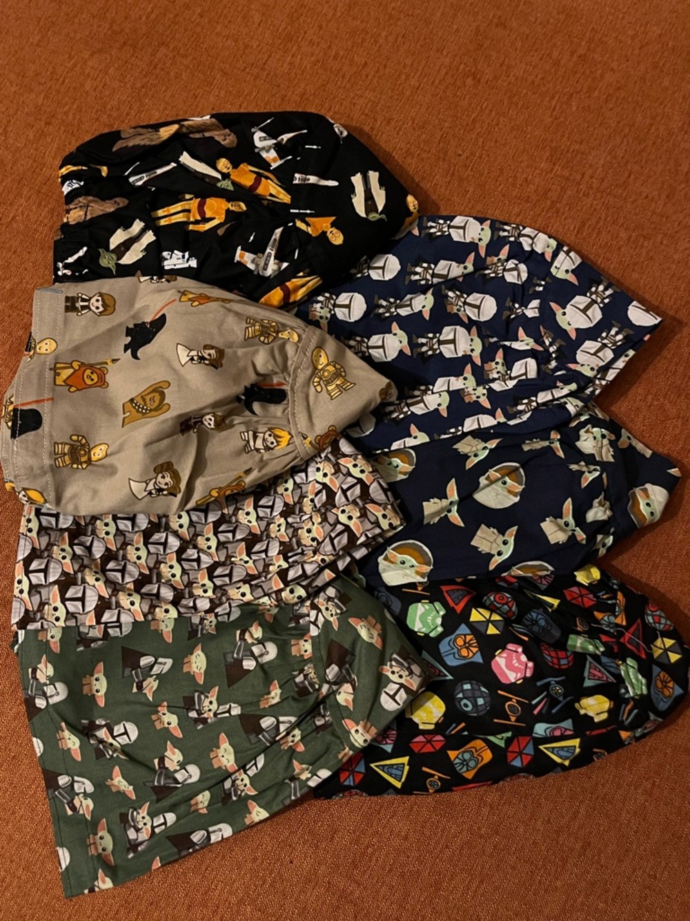 Bundle of 7 Star Wars New Handmade  Euro Style Scrub Hats
